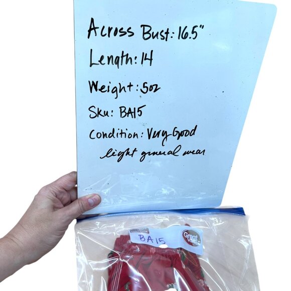 BOG Red Floral Crop Top Flutter Sleeves Ruched Front Size Large - Picture 9 of 10